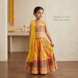 Kids Indian Lehenga Multicolor Choli Set | Girls Traditional Ethnic Wear with Dupatta | Festive & Wedding Outfit