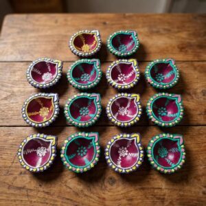 Handmade Deepavali | Festival Terracotta Villaku / Oil Lamp / Diya 12 Pc - Deepavali Deco Set 15