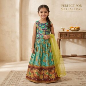 Girls Indian Ethnic Lehenga Set | Printed Lehenga Choli with Dupatta | Traditional Festive & Party Wear