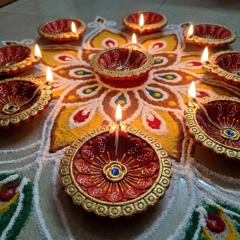 Handmade Deepavali | Festival Terracota Villaku / Oil Lamp / Diya 1 Pc - Deepavali Deco Set 2