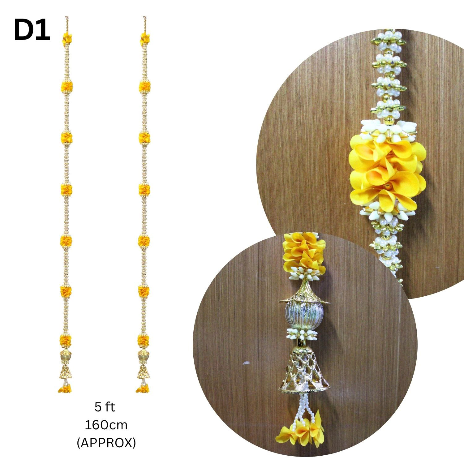 Traditional Indian Flower Thoran 5Ft | Decorative Door Hanging | Home Entrance, Pooja & Festival Decoration
