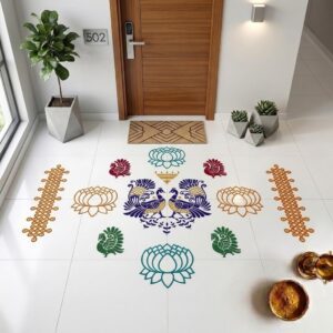 Hot Seller Viral Kolam Stencil Combo Set | 4" 8" 12" & 13" Border | Reusable Rangoli Templates | Easy Floor Decoration