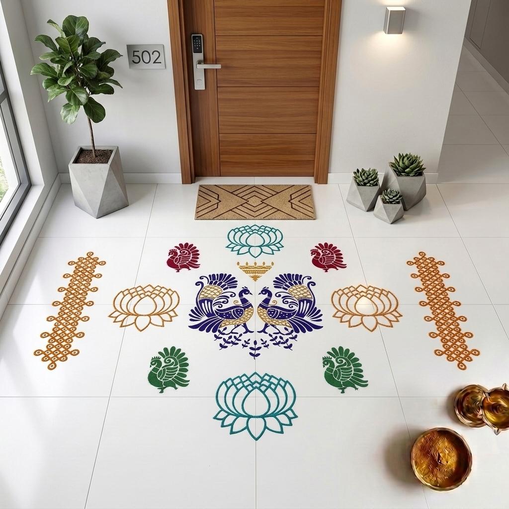 Hot Seller Viral Kolam Stencil Combo Set | 4" 8" 12" & 13" Border | Reusable Rangoli Templates | Easy Floor Decoration